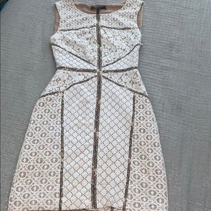BCBGMAXAZRIA white lace dress w/ leopard accents!